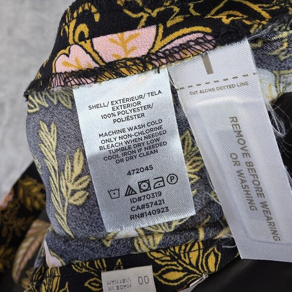 LOFT Skirt Womens 00 Black Floral A Line Knee Length Casual Office Wear - Picture 4 of 7